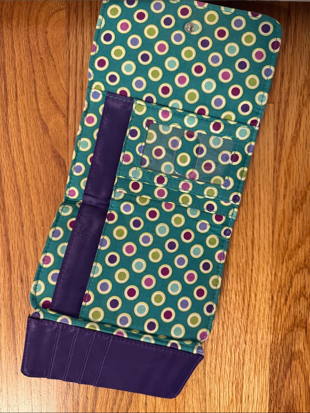 Vera Bradley Purple Floral Paisley Quilted Wallet - Picture 2 of 3